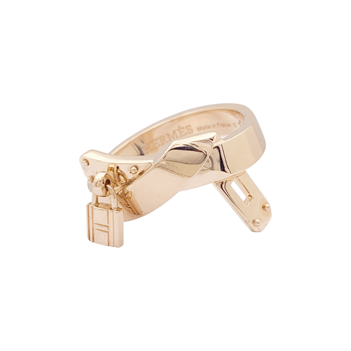 Bague HERMES "Kelly Gavroche" or rose. - Castafiore