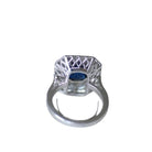 Bague Hexagonale Saphir et Diamants en Platine - Castafiore