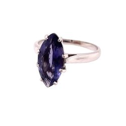 Bague Iolite navette en or blanc - Castafiore