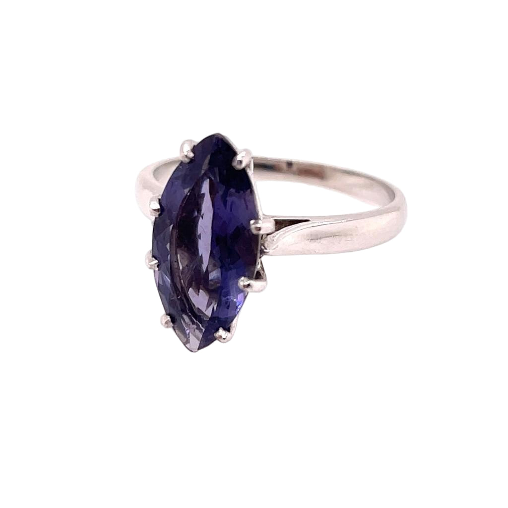 Bague Iolite navette en or blanc - Castafiore