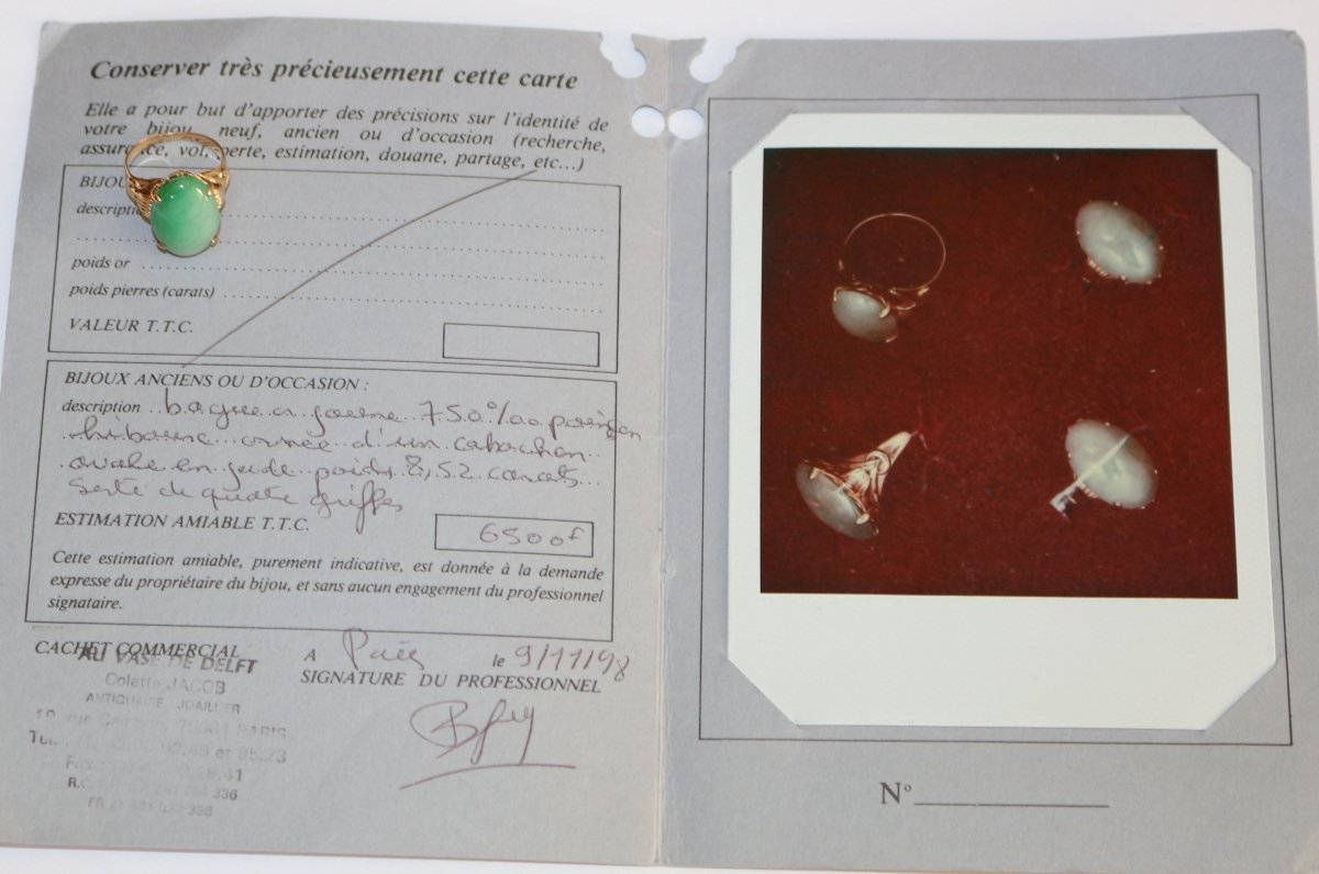 Bague Jade Or jaune - Castafiore