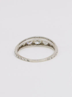 Bague jarretière ancienne platine diamants 1 ct - Castafiore