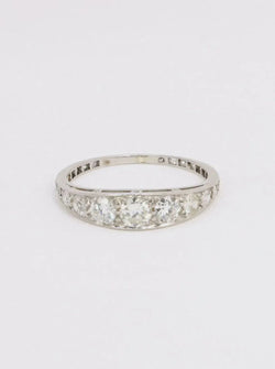 Bague jarretière ancienne platine diamants 1 ct - Castafiore