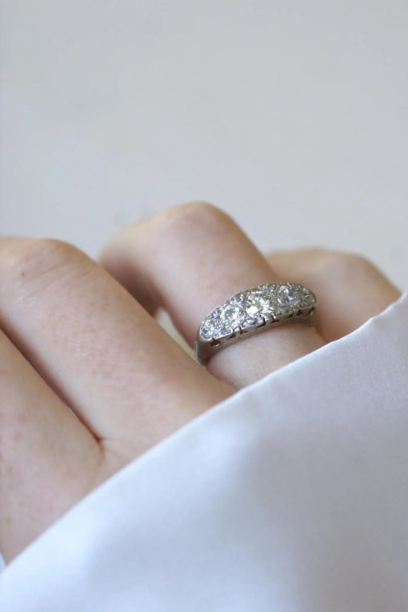 Bague Jarretière Art Deco Diamants 1,05 Cts - Castafiore