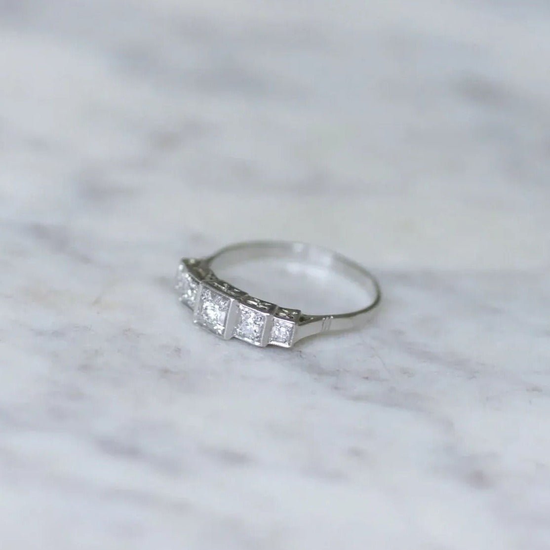 Bague Jarretière Art Déco Diamants - Castafiore