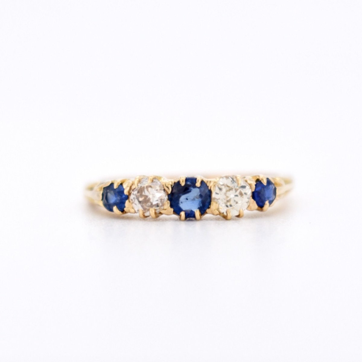 Bague Jarretière Belle Époque, Or 18 carats, Saphirs et Diamants Naturels - Castafiore