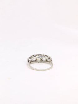 Bague jarretière Belle Epoque platine diamants taille ancienne - Castafiore