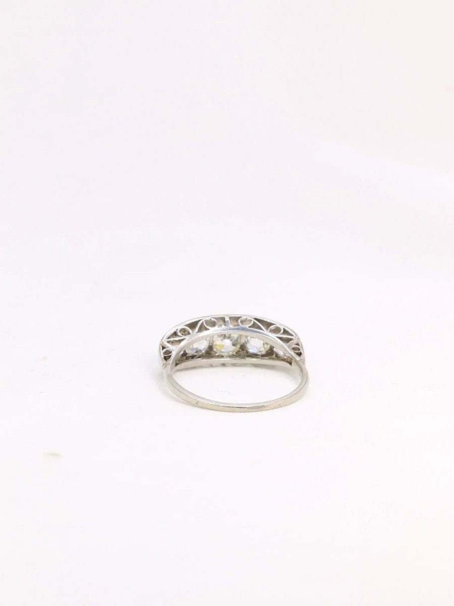 Bague jarretière Belle Epoque platine diamants taille ancienne - Castafiore