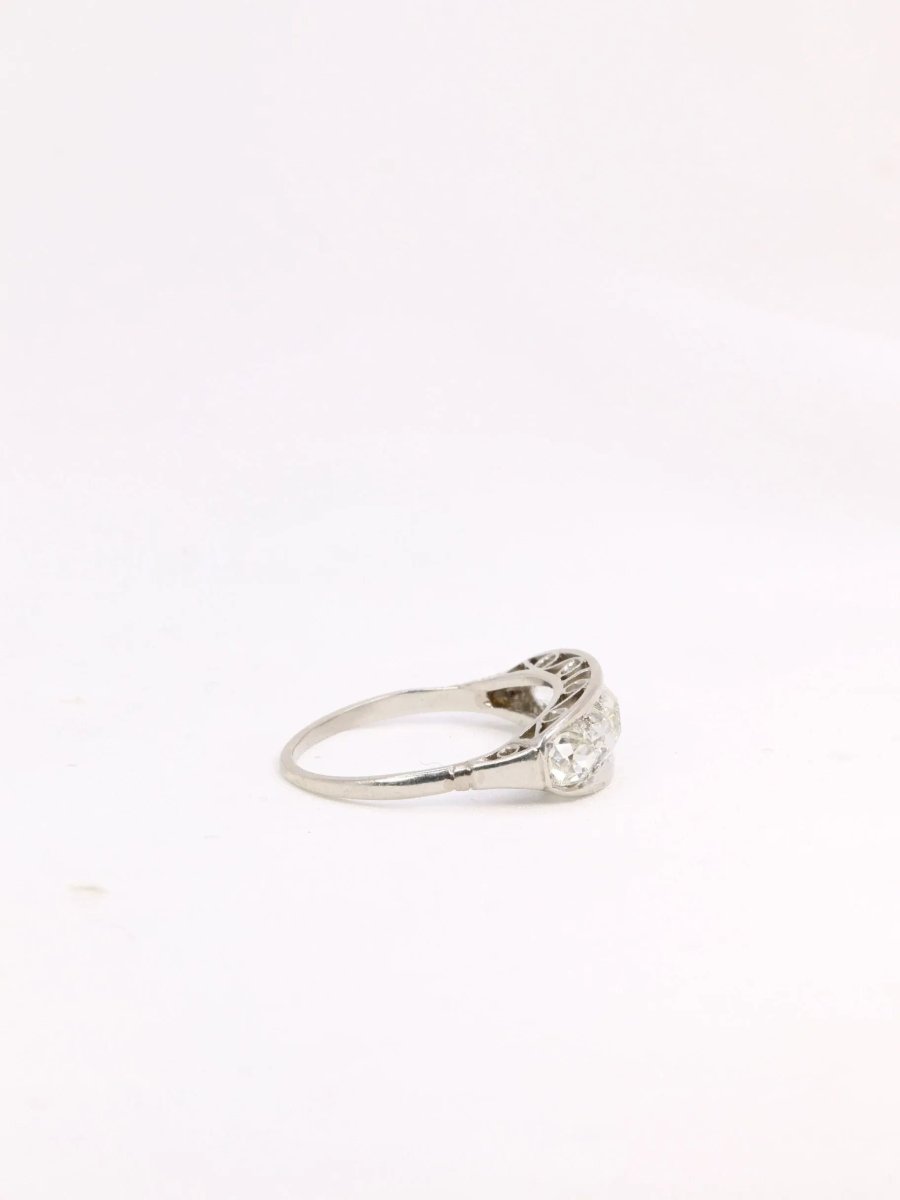 Bague jarretière Belle Epoque platine diamants taille ancienne - Castafiore