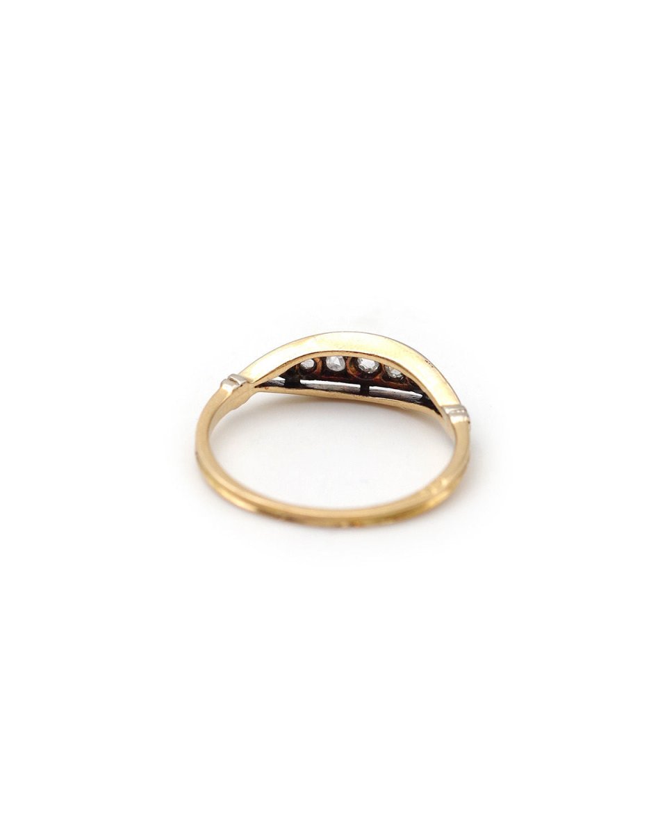 Bague jarretière diamants 0.14 ct en or - Castafiore