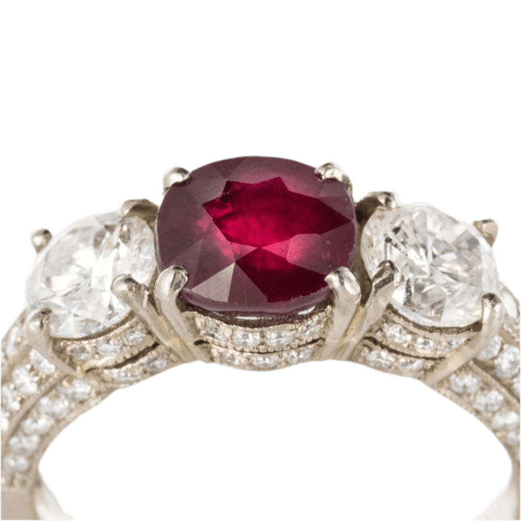 Bague Jarretière en or blanc, rubis et diamants - Castafiore