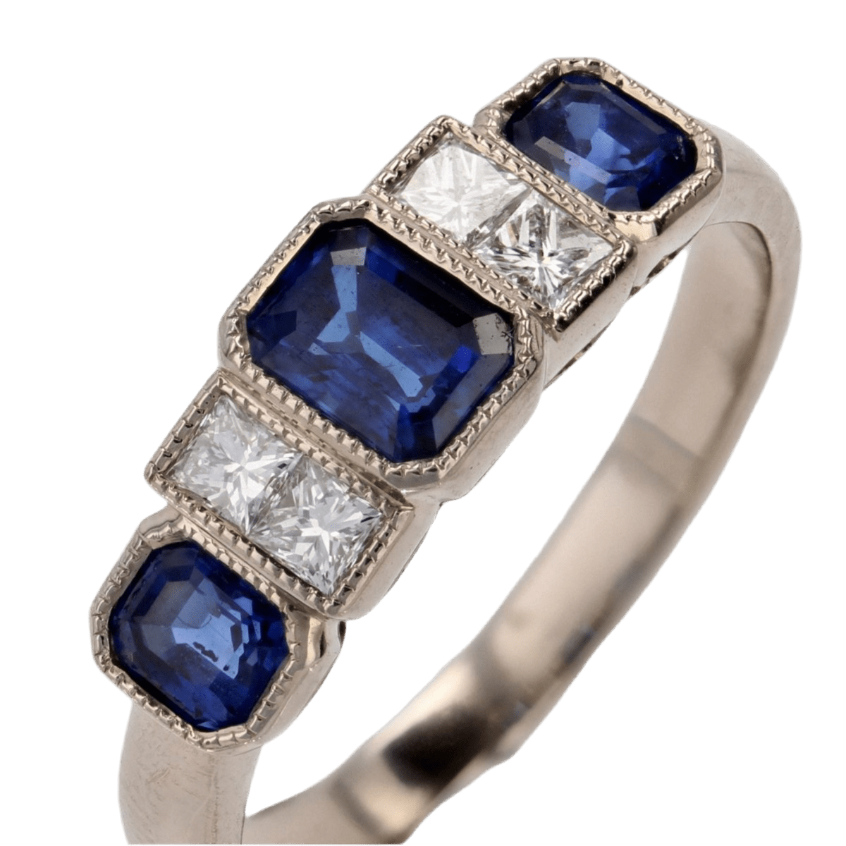 Bague Jarretière en or blanc, saphirs et diamants - Castafiore