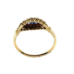 Bague Jarretière en or jaune, or blanc, saphirs et diamants - Castafiore