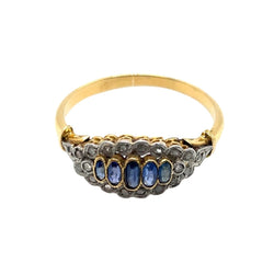 Bague Jarretière en or jaune, or blanc, saphirs et diamants - Castafiore