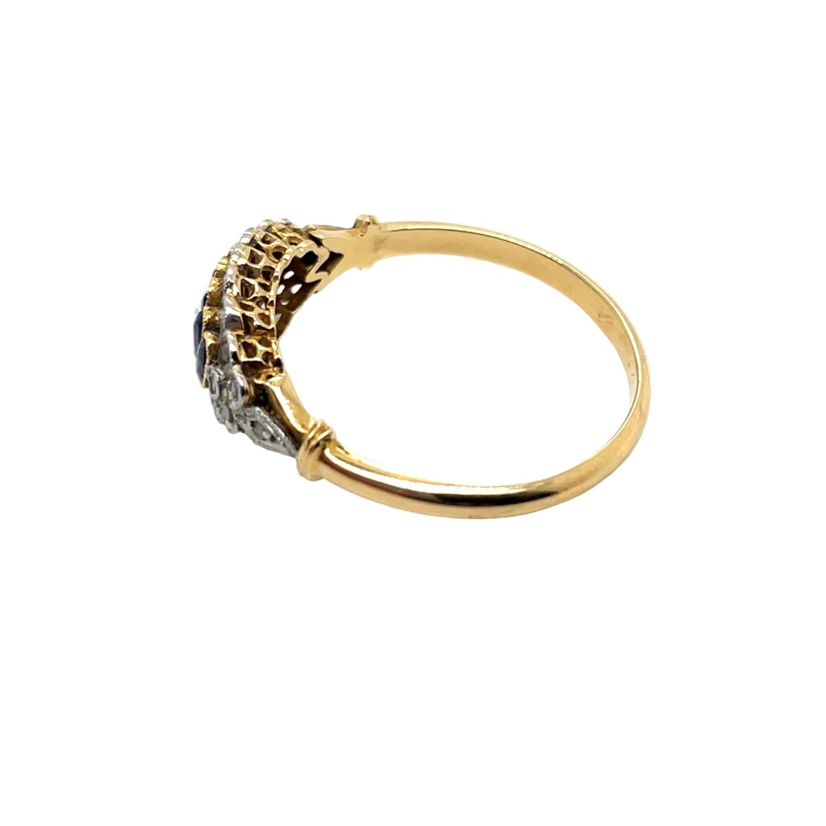 Bague Jarretière en or jaune, or blanc, saphirs et diamants - Castafiore