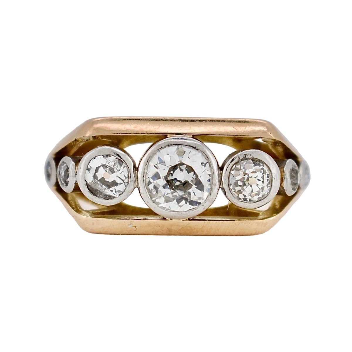 Bague Jarretière en or jaune, platine et diamants - Castafiore