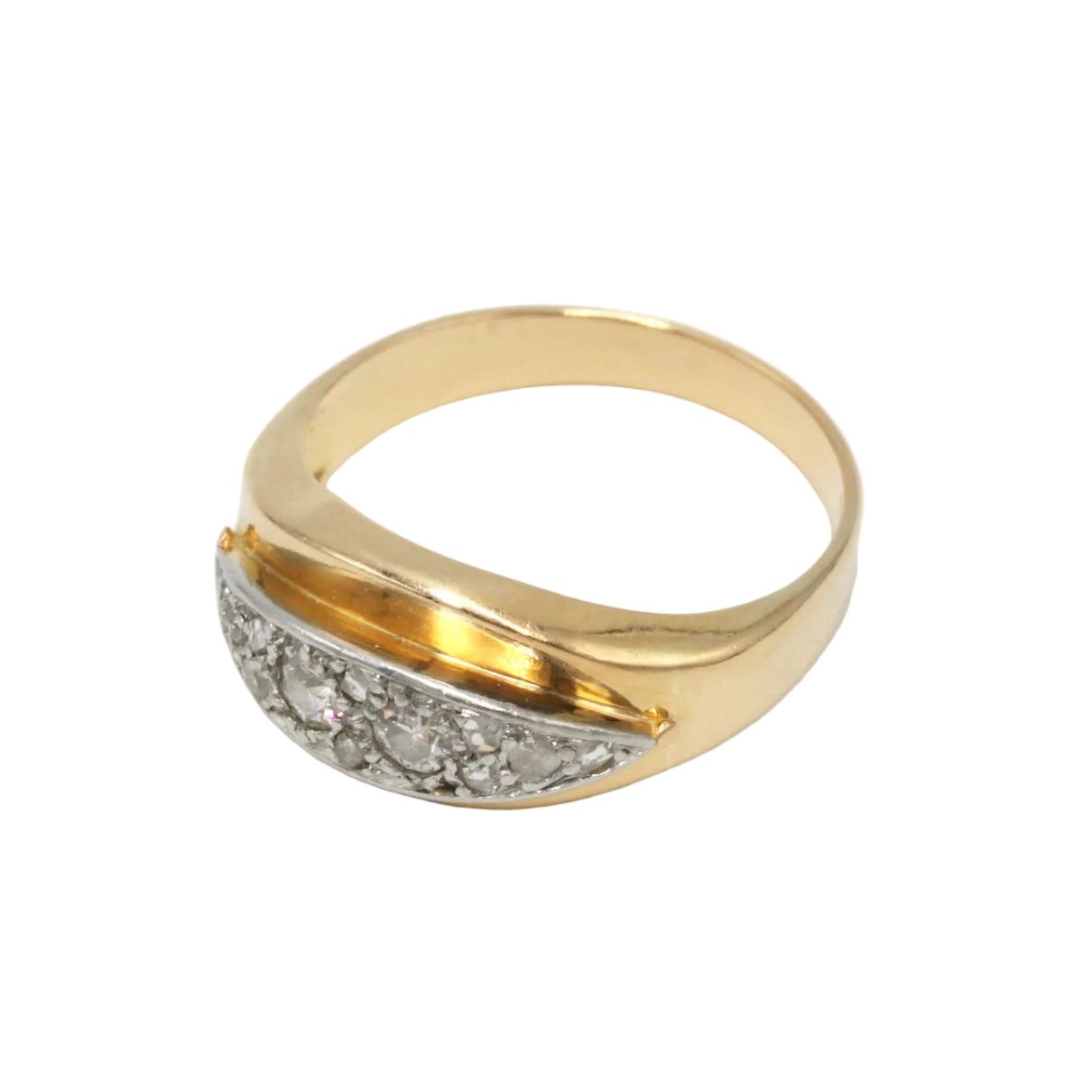 Bague Jarretière en or jaune, platine et diamants - Castafiore