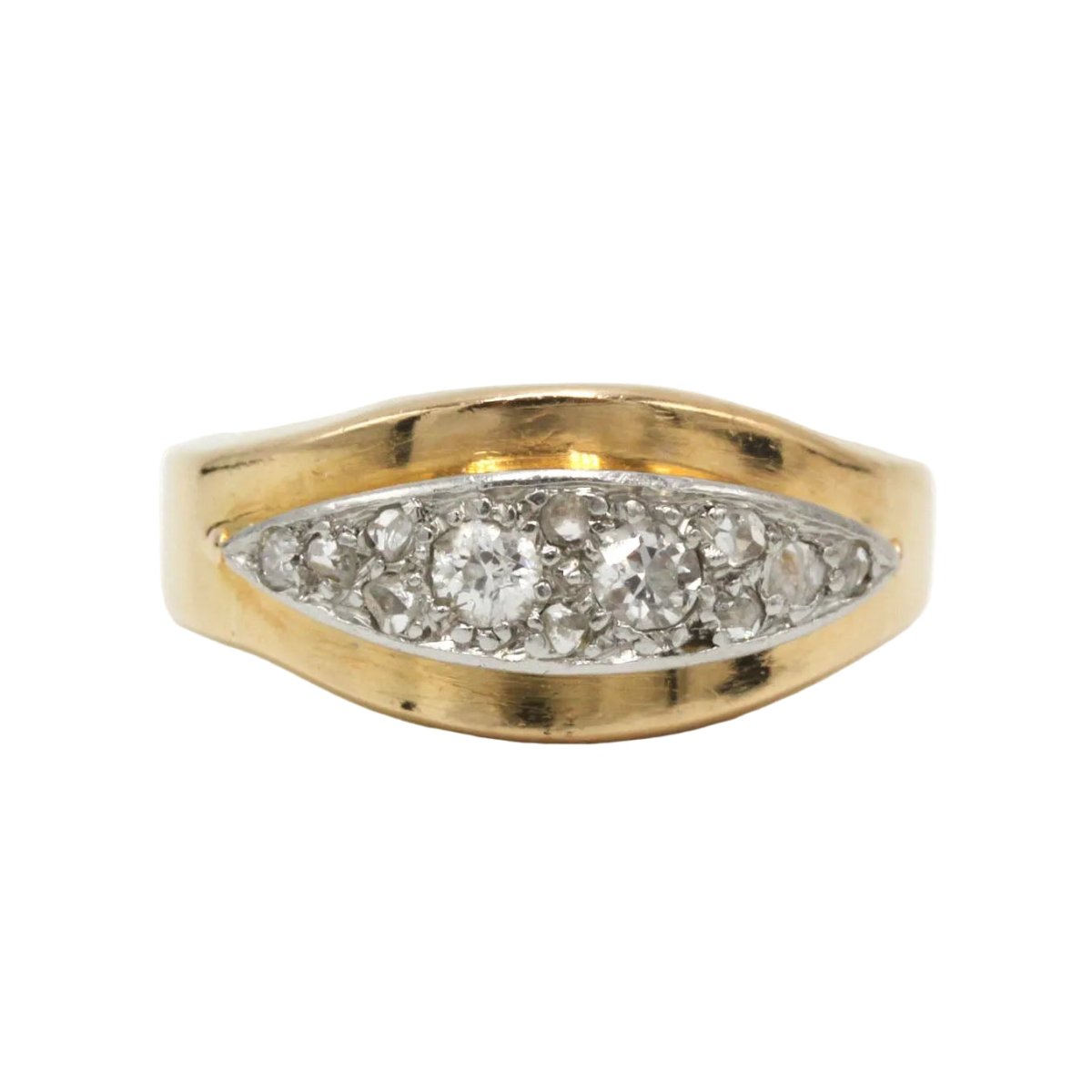 Bague Jarretière en or jaune, platine et diamants - Castafiore