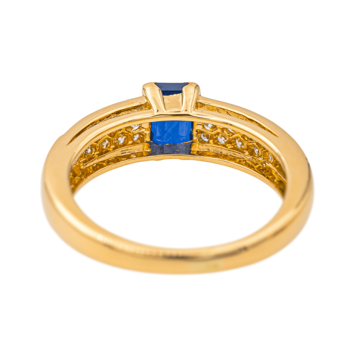 Bague Jarretière en or jaune, saphir et diamants - Castafiore