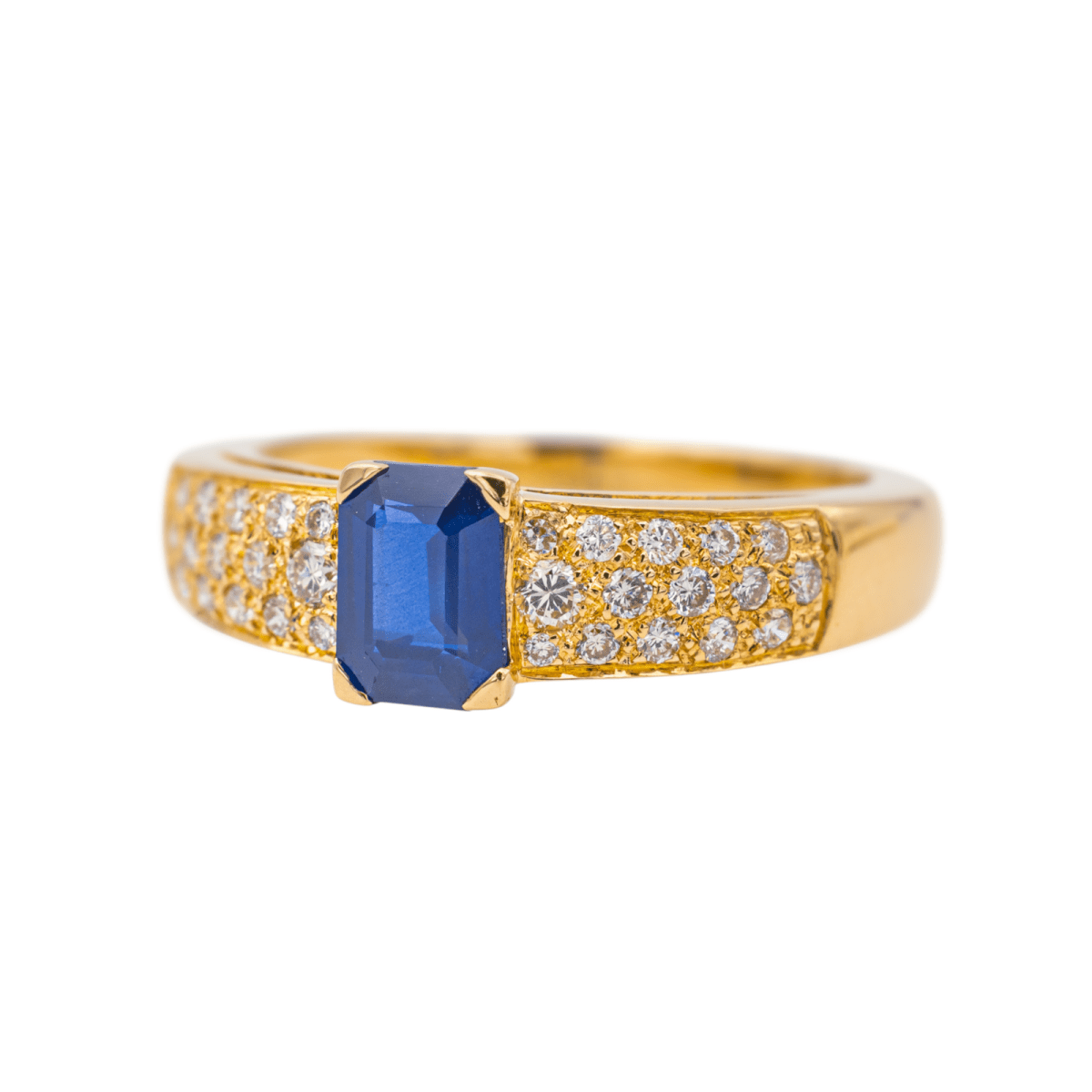 Bague Jarretière en or jaune, saphir et diamants - Castafiore