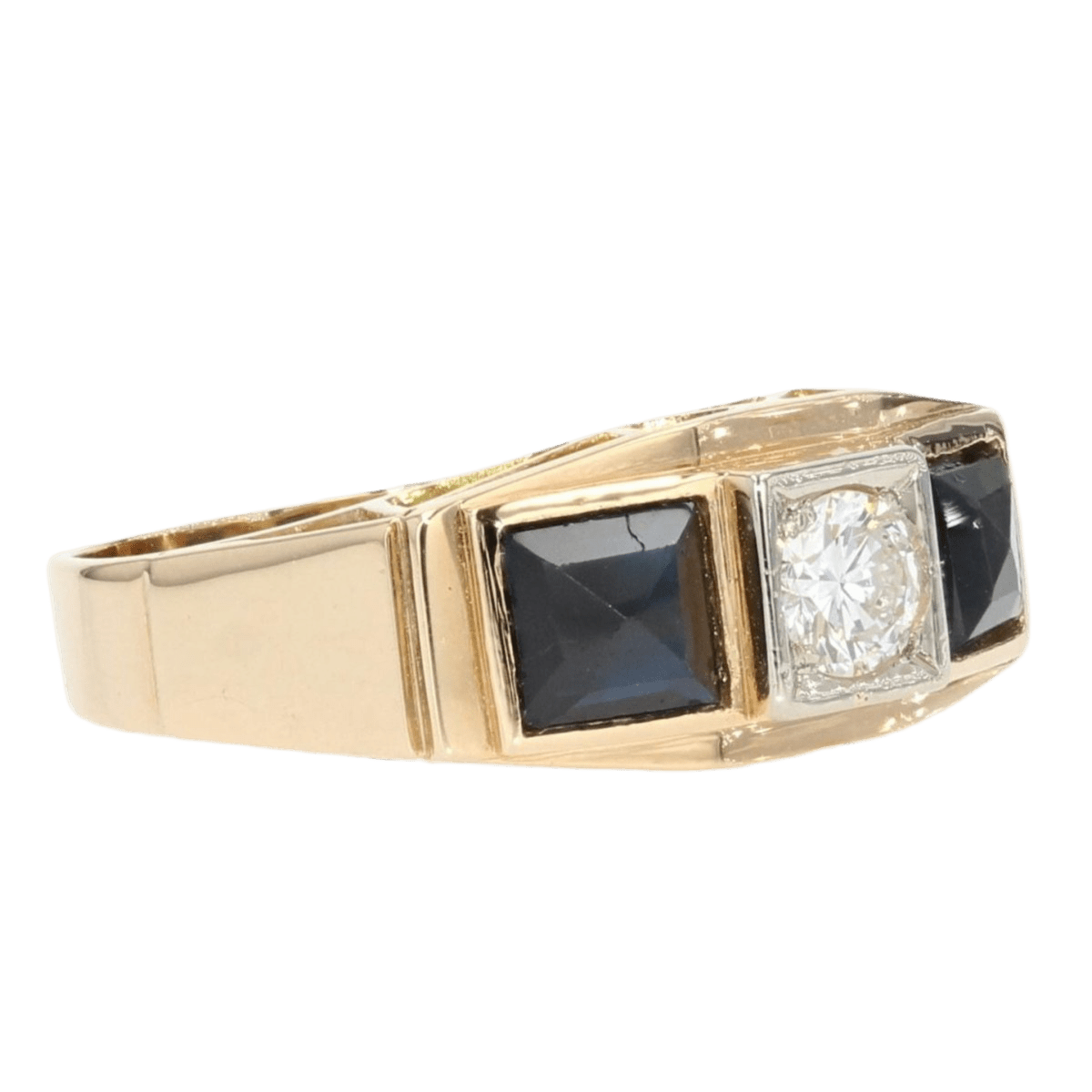 Bague Jarretière en or jaune, saphirs et diamants - Castafiore