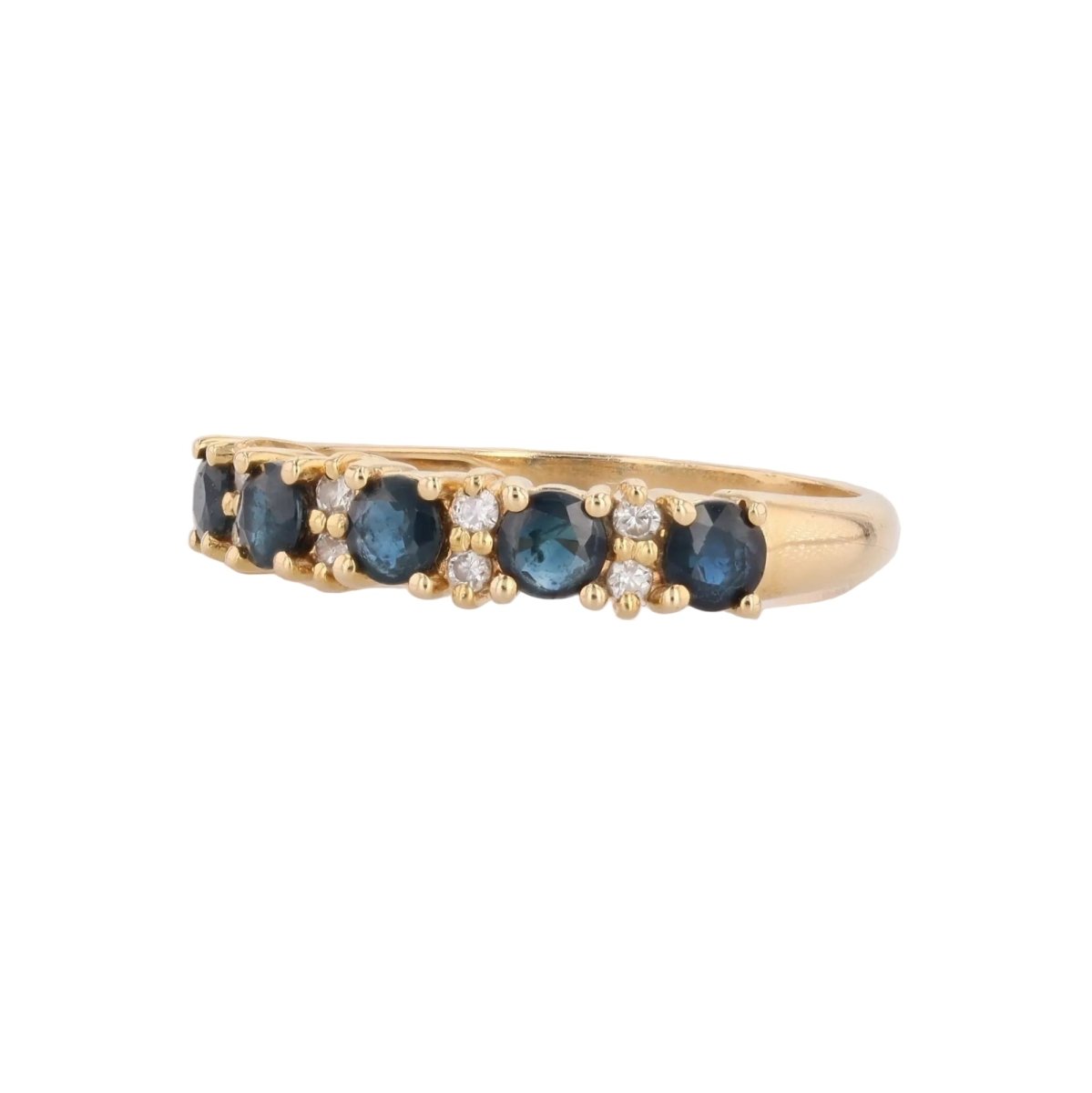 Bague Jarretière en or jaune, saphirs et diamants - Castafiore