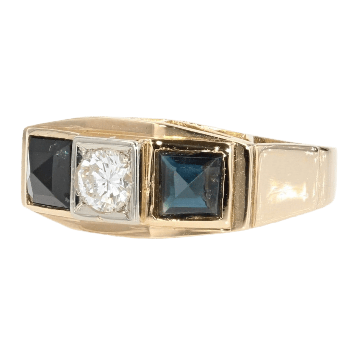 Bague Jarretière en or jaune, saphirs et diamants - Castafiore