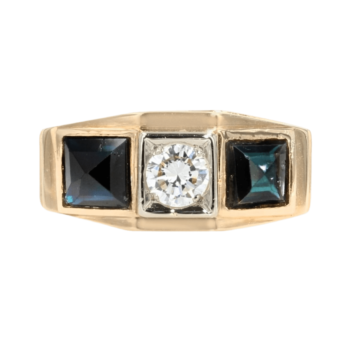 Bague Jarretière en or jaune, saphirs et diamants - Castafiore