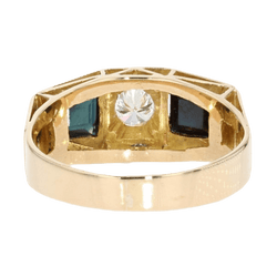 Bague Jarretière en or jaune, saphirs et diamants - Castafiore