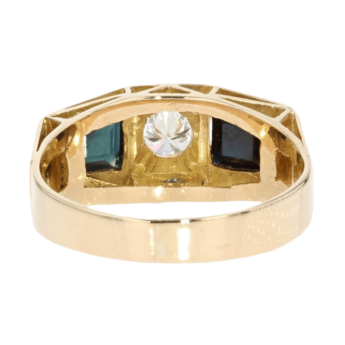 Bague Jarretière en or jaune, saphirs et diamants - Castafiore