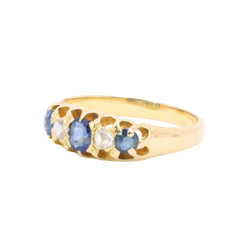 Bague Jarretière en or jaune saphirs et diamants taille rose - Castafiore