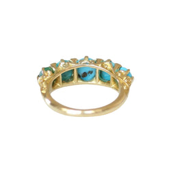 Bague Jarretière en or jaune, turquoises et diamants - Castafiore