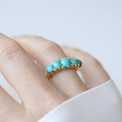 Bague Jarretière en or jaune, turquoises et diamants - Castafiore