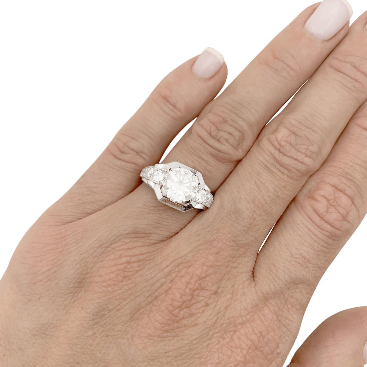 Bague Jarretière en platine et diamants - Castafiore