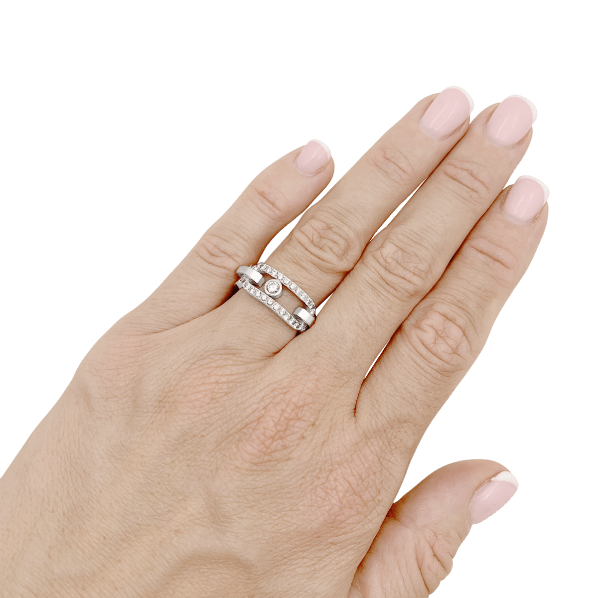 Bague Jarretière MESSIKA "Move Link" en or blanc et diamants - Castafiore