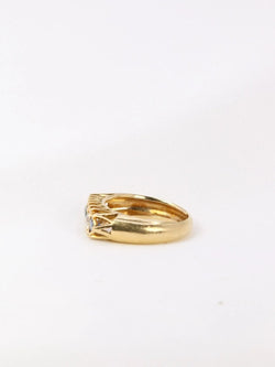 Bague jarretière or jaune saphirs diamants taille ancienne - Castafiore