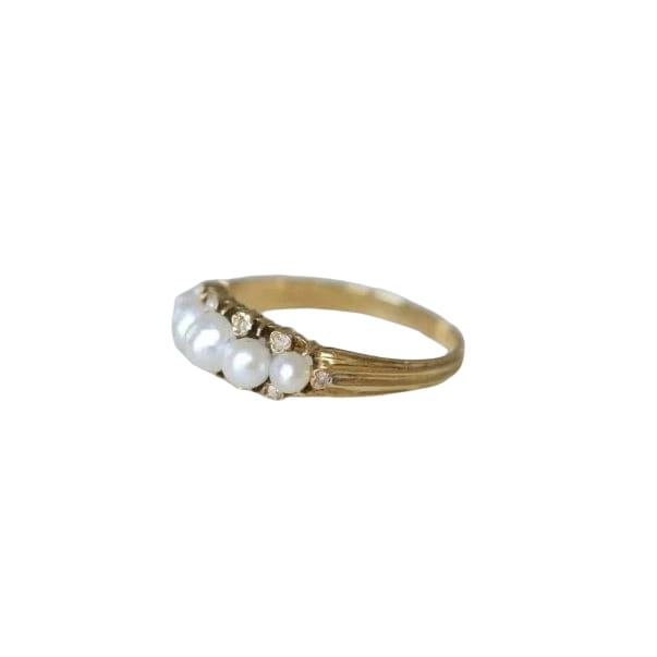Bague jarretière perles et diamants - Castafiore