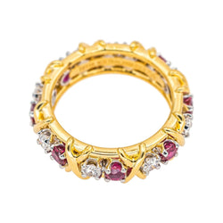 Bague Jarretière TIFFANY &CO. "Sixteen Stone" en or jaune, rubis et diamants - Castafiore