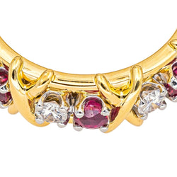 Bague Jarretière TIFFANY &CO. "Sixteen Stone" en or jaune, rubis et diamants - Castafiore