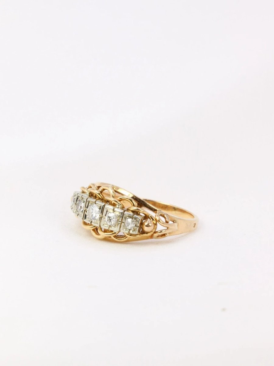 Bague jarretière vintage en or et diamants - Castafiore