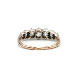 Bague jarretière XIXe siècle or jaune 750 diamants taille anciennes - Castafiore