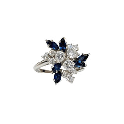 Bague JEAN ET PIERRE BELLIN en or blanc, platine, saphirs et diamants - Castafiore