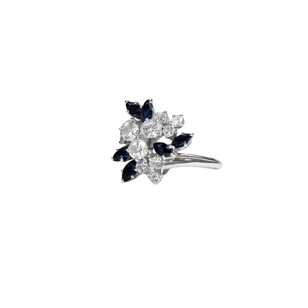 Bague JEAN ET PIERRE BELLIN en or blanc, platine, saphirs et diamants - Castafiore