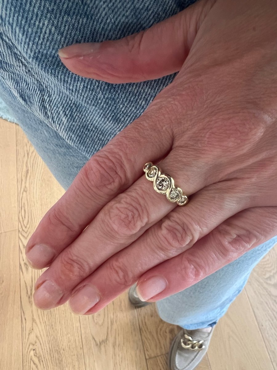 Bague Jonc 1 Carat Diamants Or Jaune 18 Carats - Castafiore