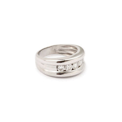 Bague Jonc 5 Diamants Or gris 18 Carats - Castafiore