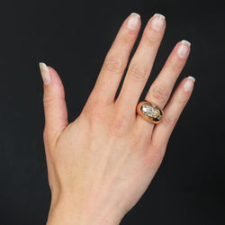 Bague jonc ancienne diamants en sertis étoilés - Castafiore