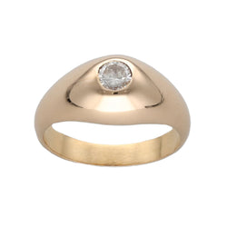 Bague Jonc Anglais en or jaune 18 Cts avec un diamant de 0,25 Cts taille brillant G - VS. Taille 54 - Castafiore