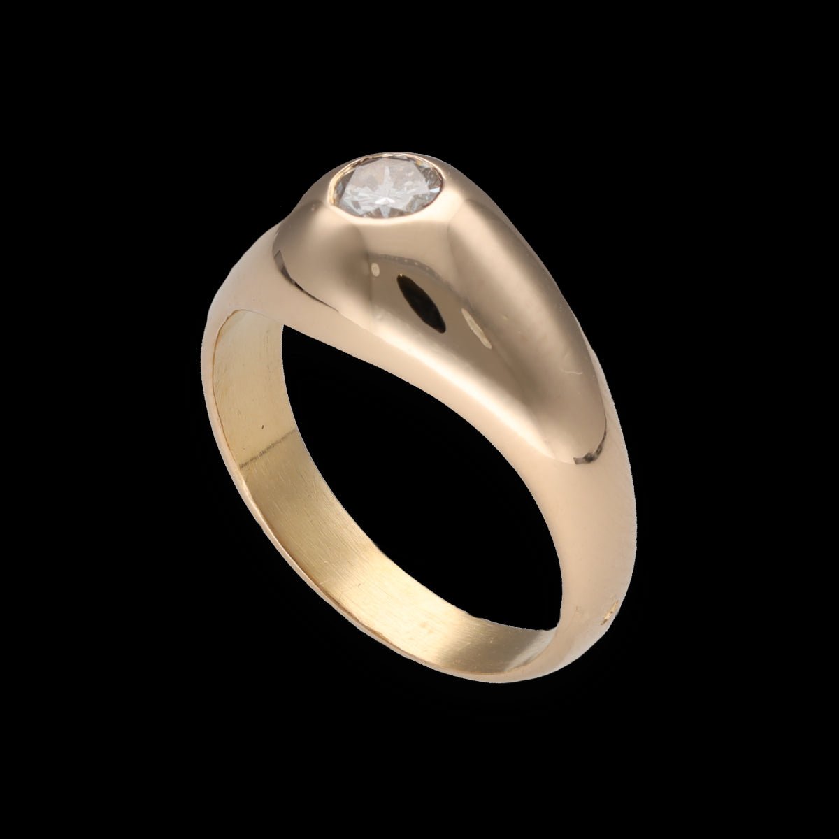 Bague Jonc Anglais en or jaune 18 Cts avec un diamant de 0,25 Cts taille brillant G - VS. Taille 54 - Castafiore