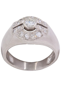 Bague Jonc art - déco en or blanc et diamants - Castafiore