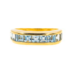 Bague Jonc BALMAIN en or jaune et topazes - Castafiore
